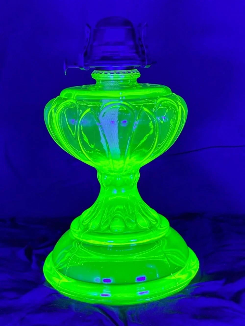 Vintage/Antique Giant Uranium Glass Oil Lamp